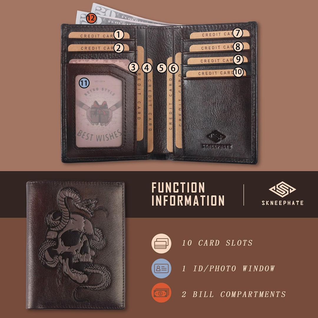 skneephate Billeteras geniales para hombres dobles, cartera vertica...