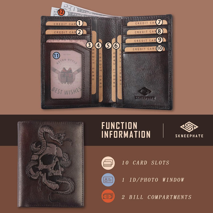 skneephate Billeteras geniales para hombres dobles, cartera vertica...