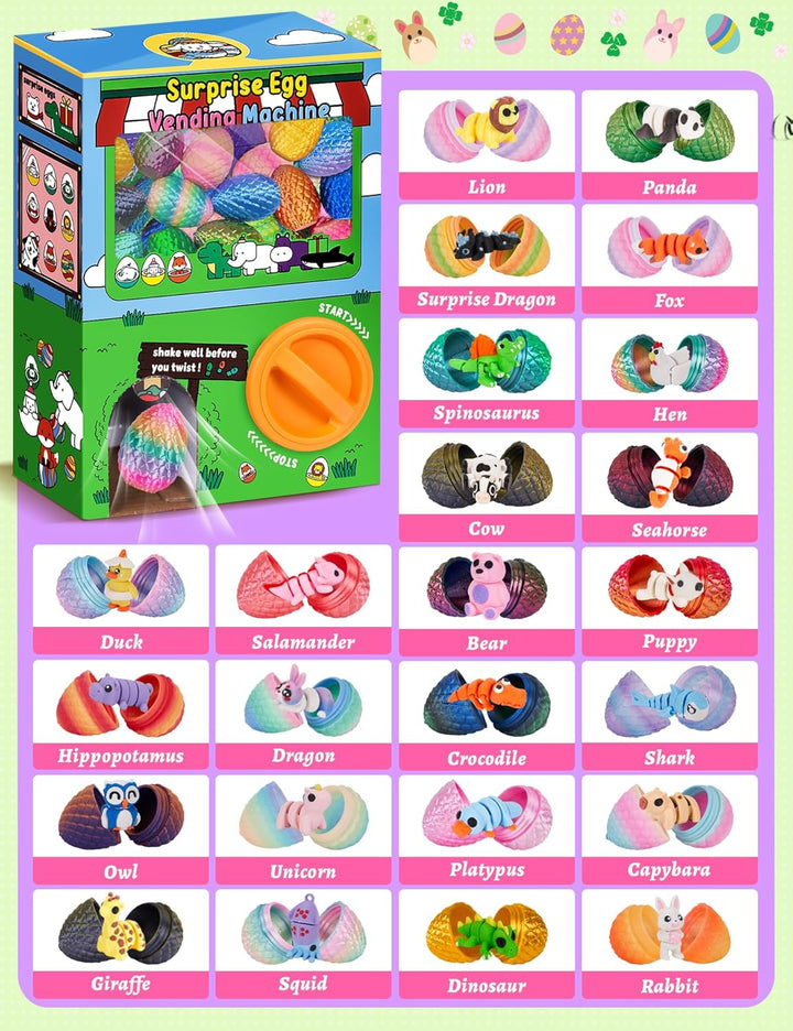 24 piezas de huevos de Pascua precargados, mini máquina expendedora...