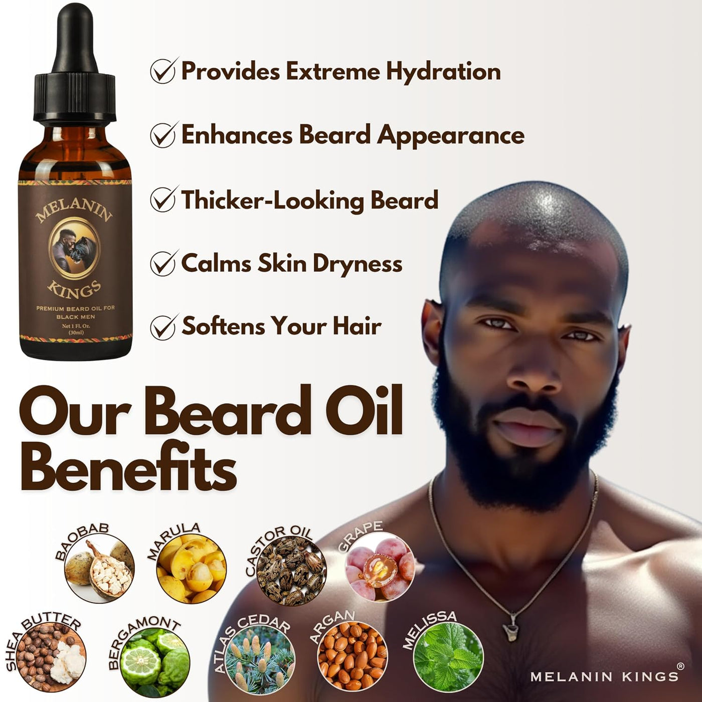 Kit de aseo de barba Melanin Kings para hombres - Fórmulas con ingr...
