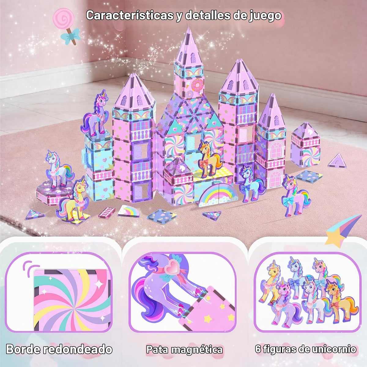 GobiDex Juego de construcción de 100 piezas de azulejos magnéticos de