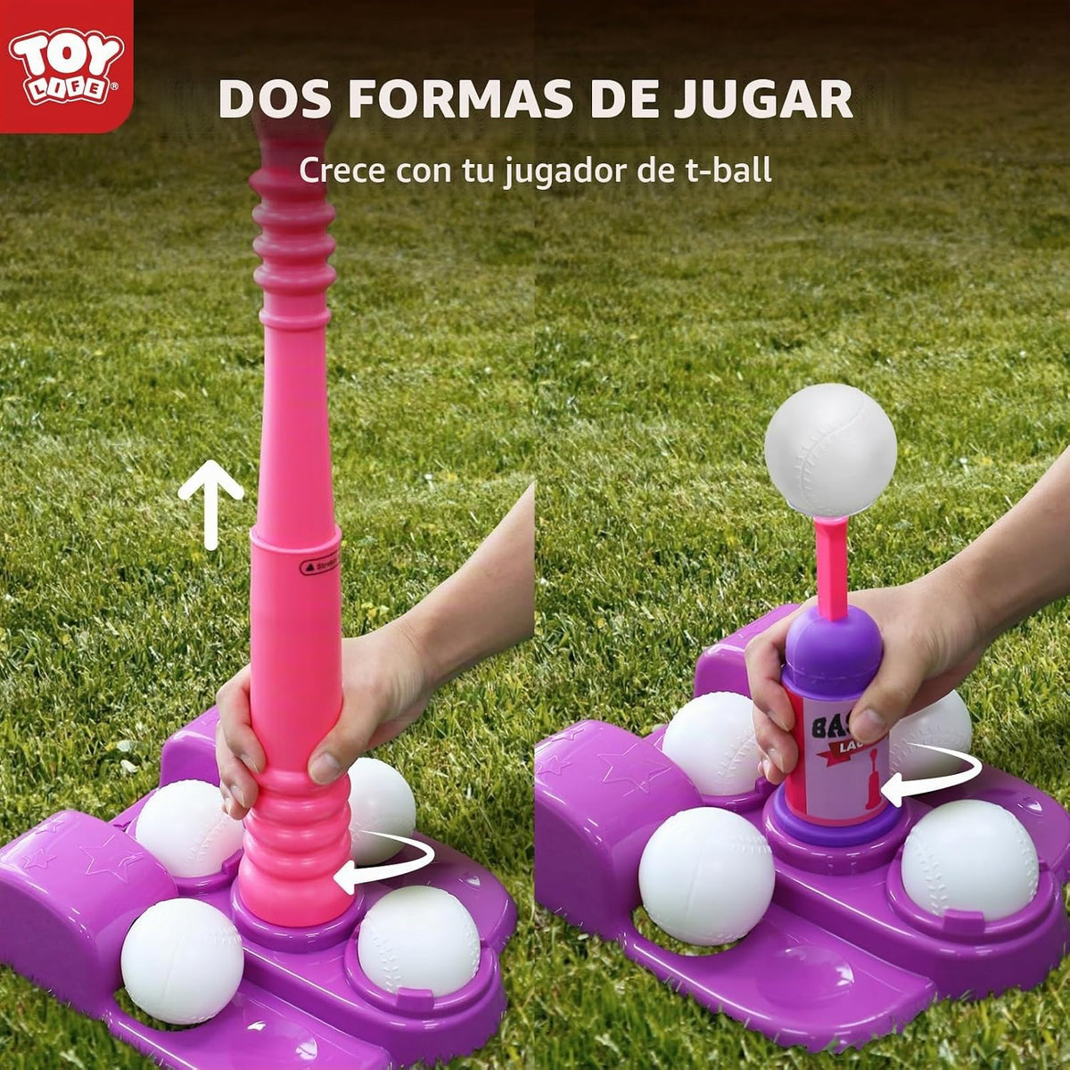 TOY Life Tball Set con Ball Launcher, Baseball Tee para Girls 3-8, Pink