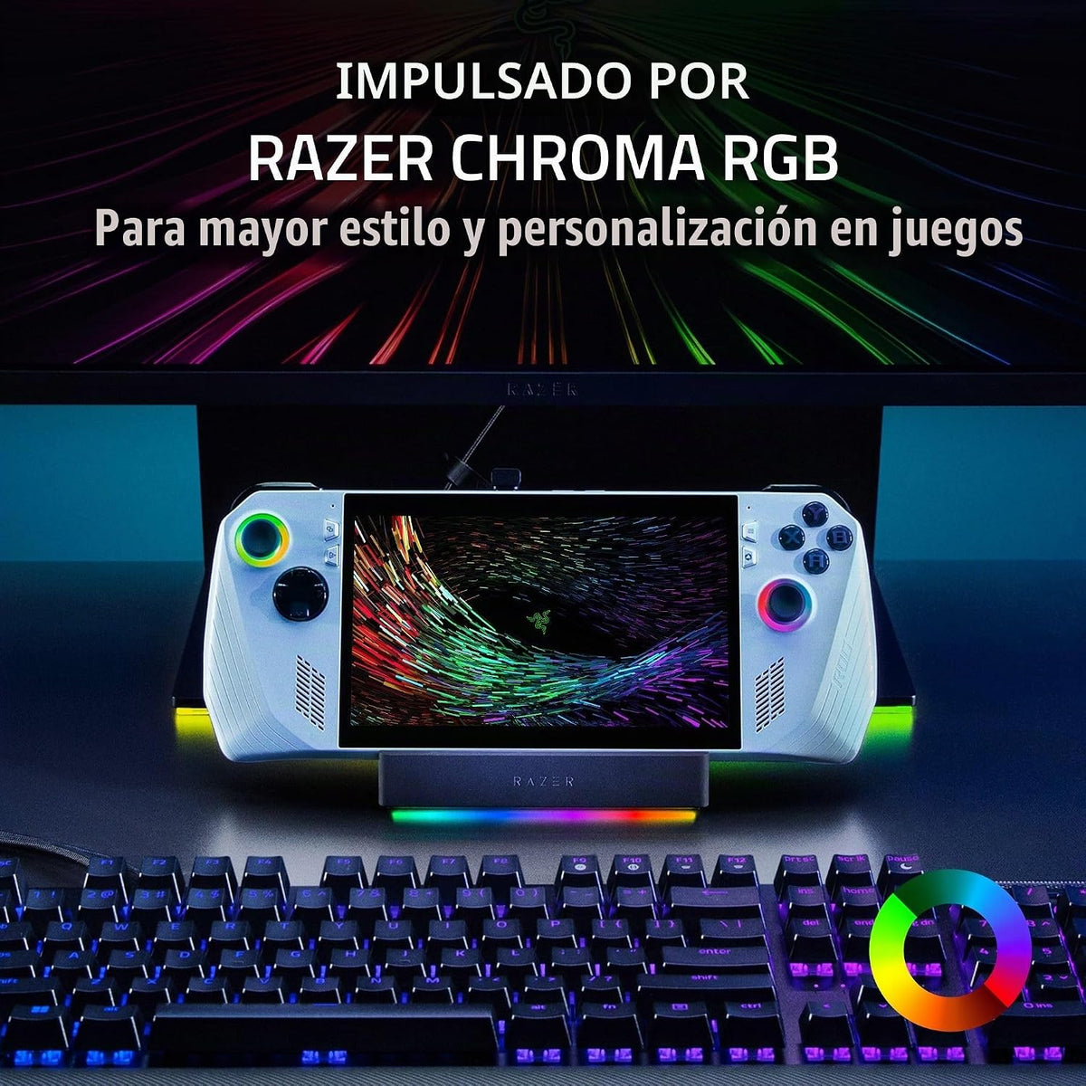 Razer Dock de mano Chroma: concentrador de carga y conectividad para juegos móviles y tabletas - iPhone 16, Steam Deck, ROG Ally, Switch y más - USB C, USB A (3), HDMI, GbE - 100 W de potencia
