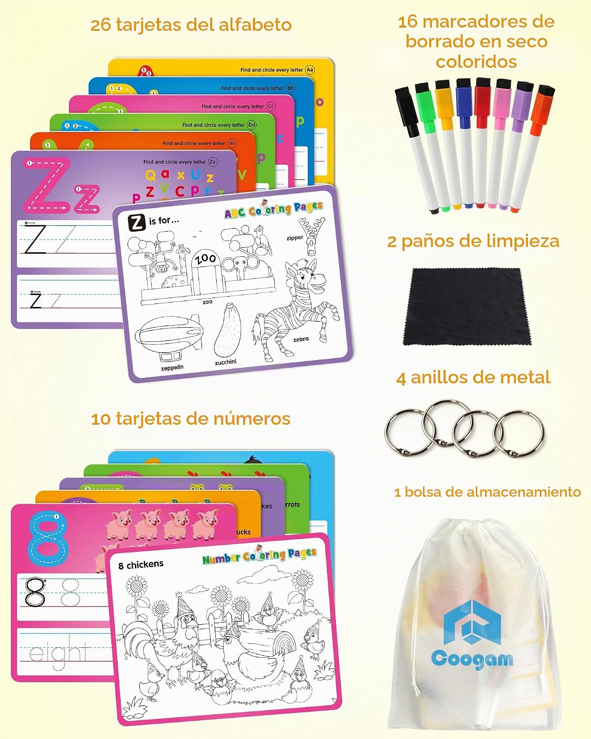 Coogam Tarjetas de práctica de escritura y dibujo