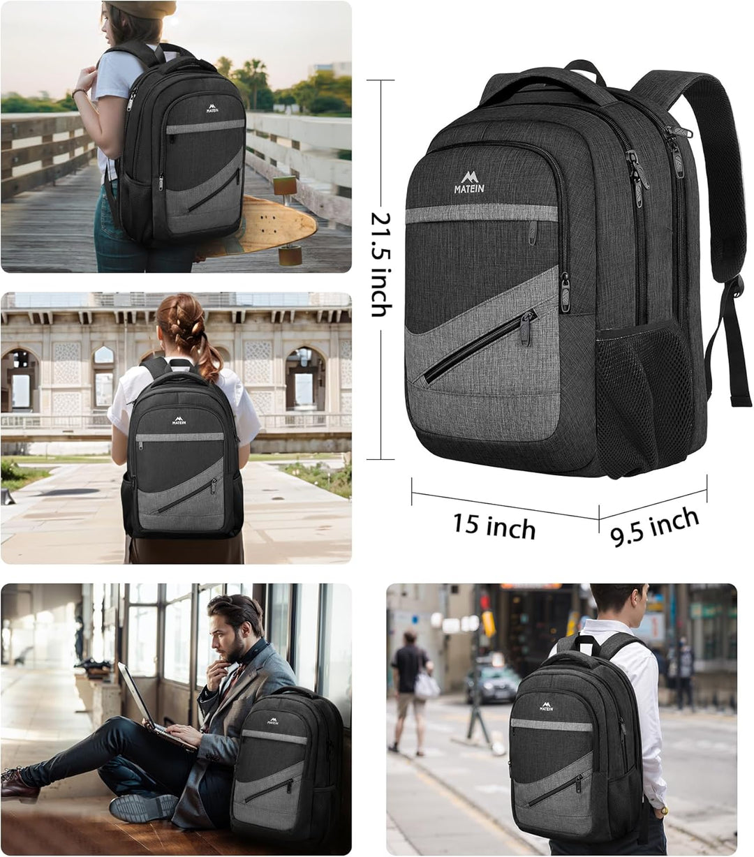 MATEIN Mochila extragrande de viaje para laptop de 50 L, resistente...