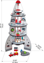 Hape Juego de Nave Cohete de Cuatro Etapas para Niños Pequeños | Un Juguete de Nave Espacial de Madera con Diseños de Transbordador Espacial de la Vida Real