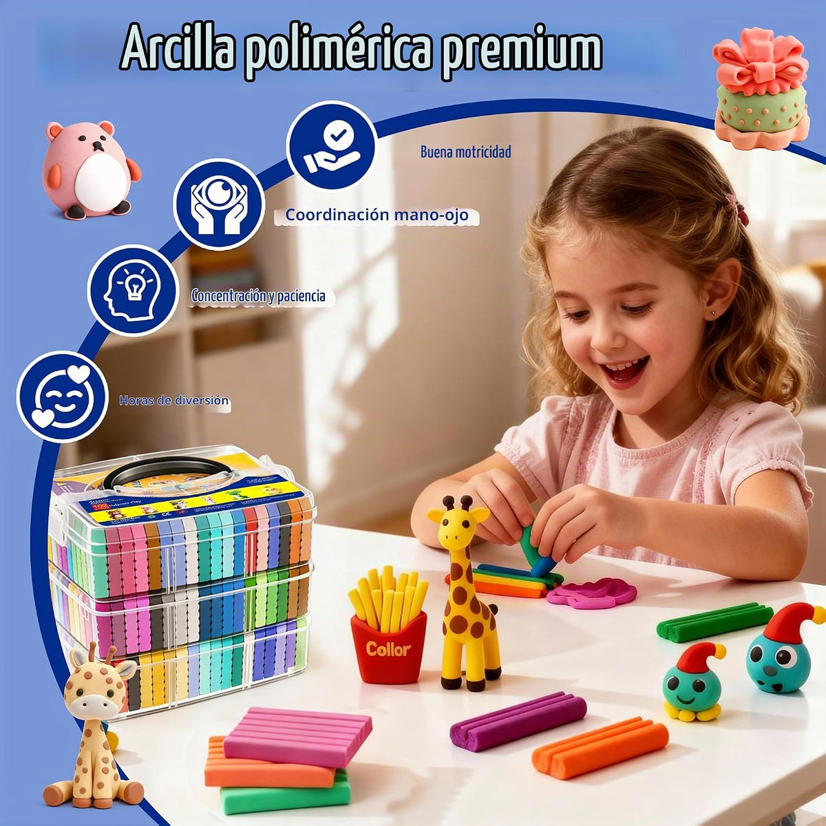 Kit de arcilla polimérica,Arcilla de modelado de 102 colores para