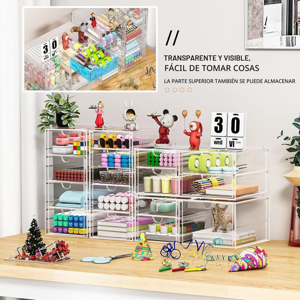 Organizador acrílico de 16 cajones para almacenamiento y maquillaje para escritorio