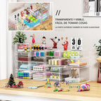 Organizador acrílico de 16 cajones para almacenamiento y maquillaje para escritorio