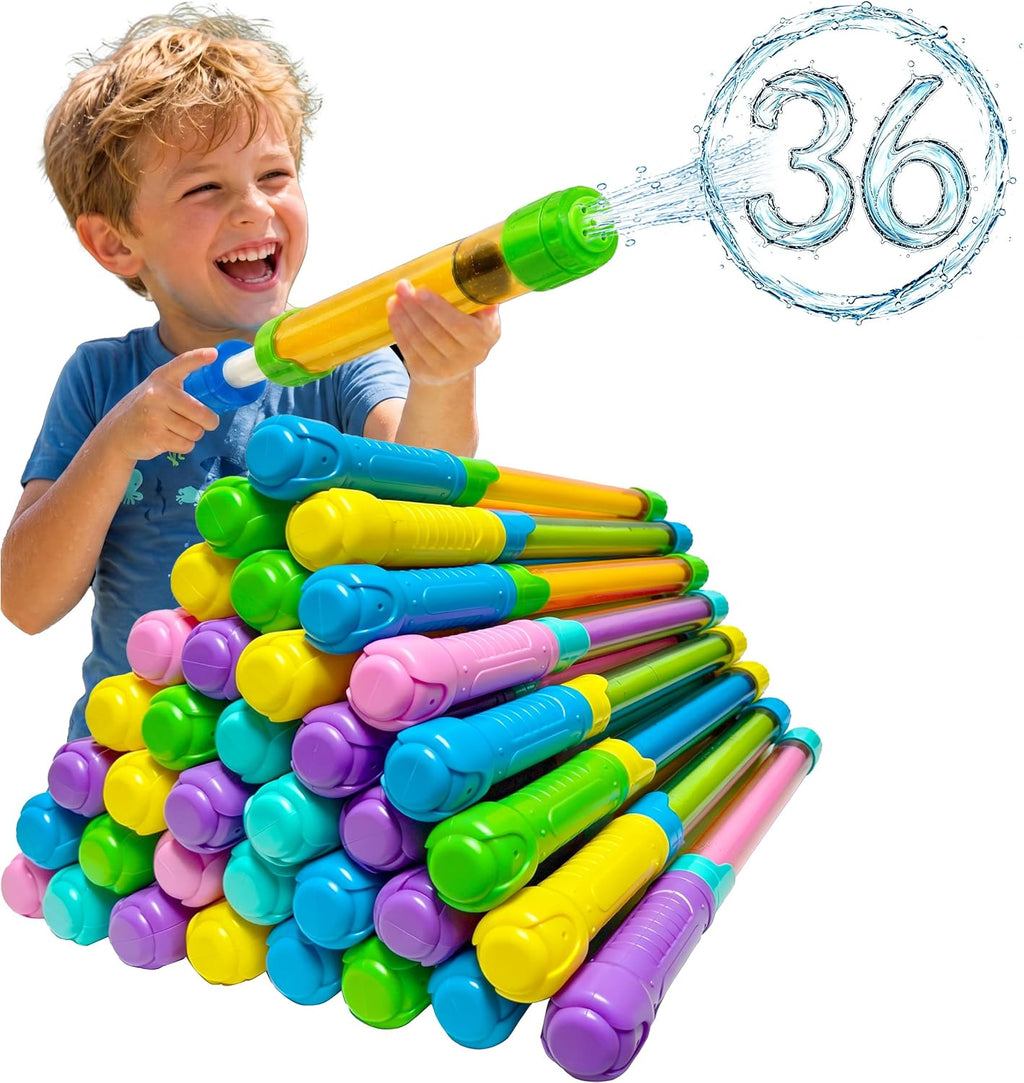 Pistola de agua para niños y adultos: paquete de 36 chorros de agua a granel para fiestas de piscina al aire libre, patio trasero, playa de verano, juguete de disparo de agua de 12.6 pulgadas