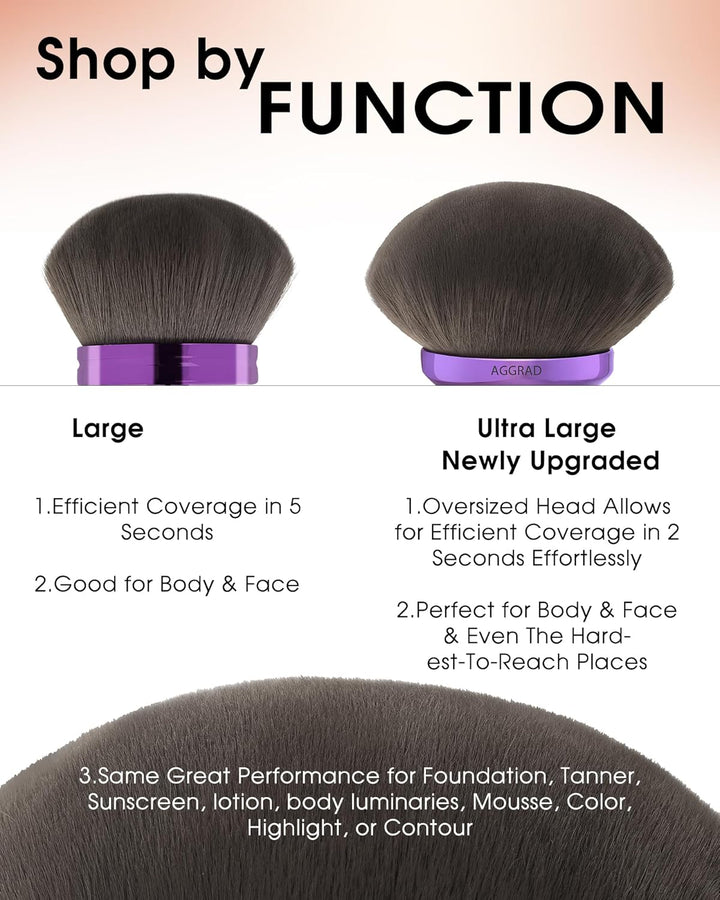 Brocha de maquillaje corporal ultra grande, brocha autobronceadora...