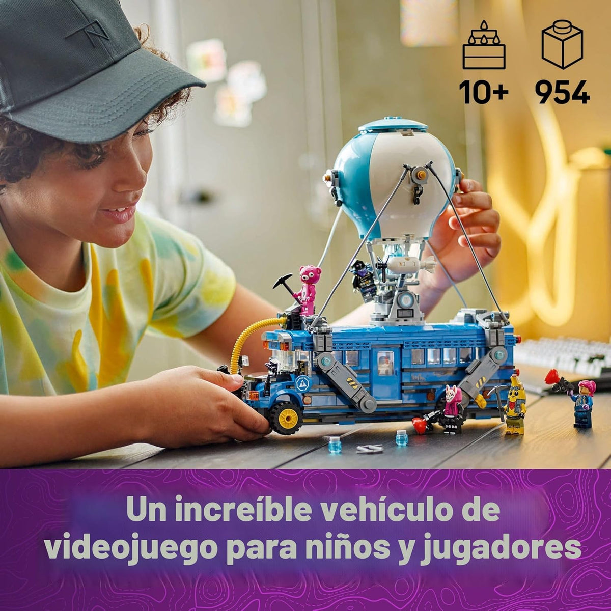 LEGO Fortnite - Juguete de construcción de autobús de batalla – Juguete coleccionable de Fortnite para niños y niñas, a partir de 10 años – Juego de simulación con 9 minifiguras de videojuegos – Regalo para cumpleaños – 77073