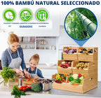 Contenedores de almacenamiento apilables de bambú de 3 niveles, cestas de