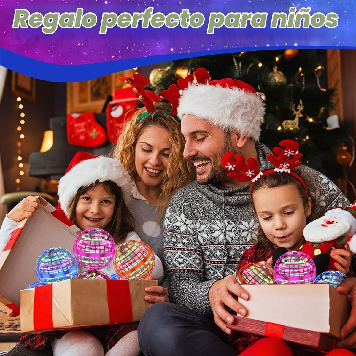 Bola de orbe voladora 2026 Juguetes Soaring Hover Boomerang Spinner controlado a mano, mini dron cósmico globo giratorio para niños, juguete para mosca al aire libre, regalo de cumpleaños