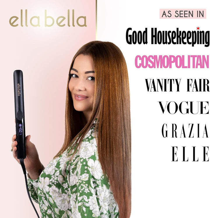 ELLA BELLA® Plancha plana de titanio para alisar el cabello, delgad...