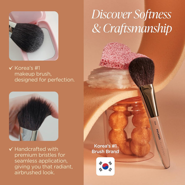 Piccasso COLLEZIONI 103A - Brocha de maquillaje suave para cara, ru...