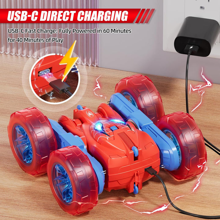 Coche de control remoto de araña, RC de acrobacias de 360° para niñ...