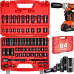 VEVOR Juego de llaves de impacto de 3/8", kit de 64 piezas, profundo y poco
