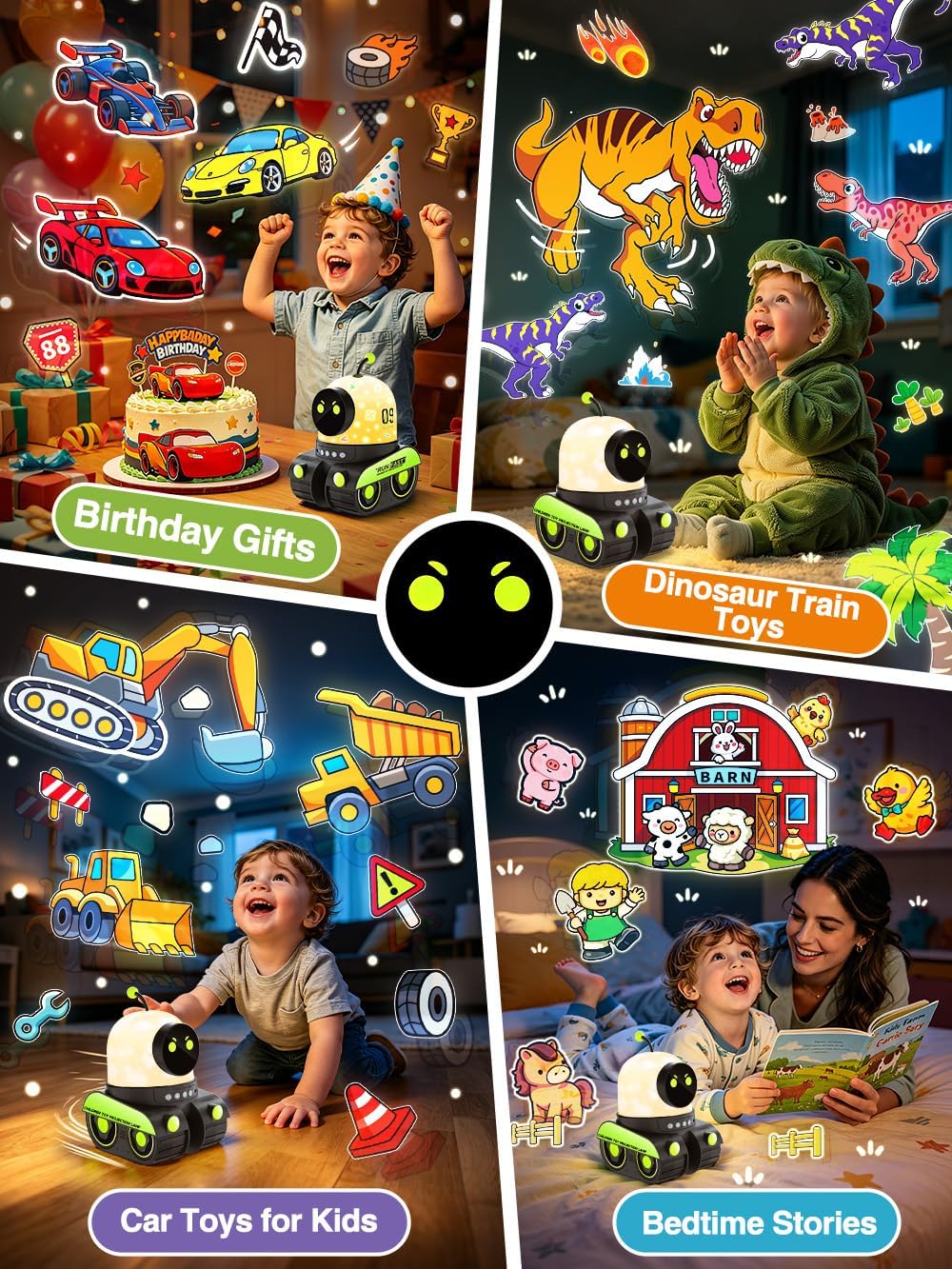 Montessori Toys para Boys 1-3 Year Old Gifts,19 Films Train Projector Light