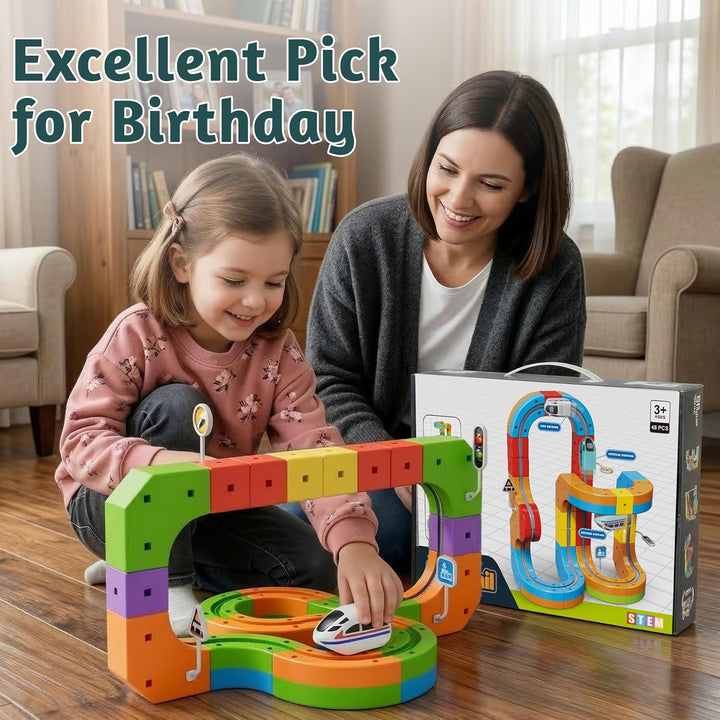 Wdebay klick Rail - Juego de tren eléctrico 3D mágico y flexible pa...