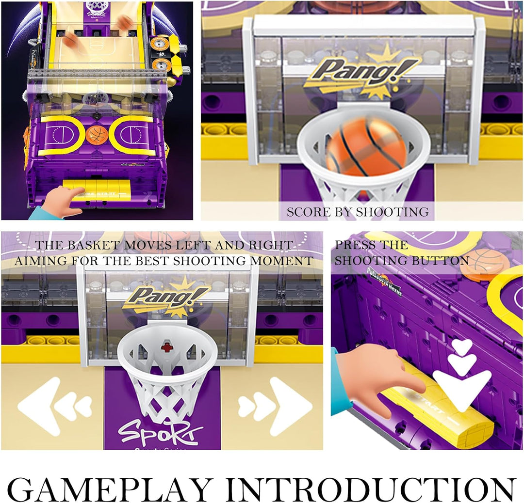 Juego de bloques de construcción de máquina de baloncesto