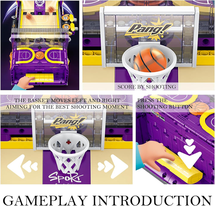Juego de bloques de construcción de máquina de baloncesto