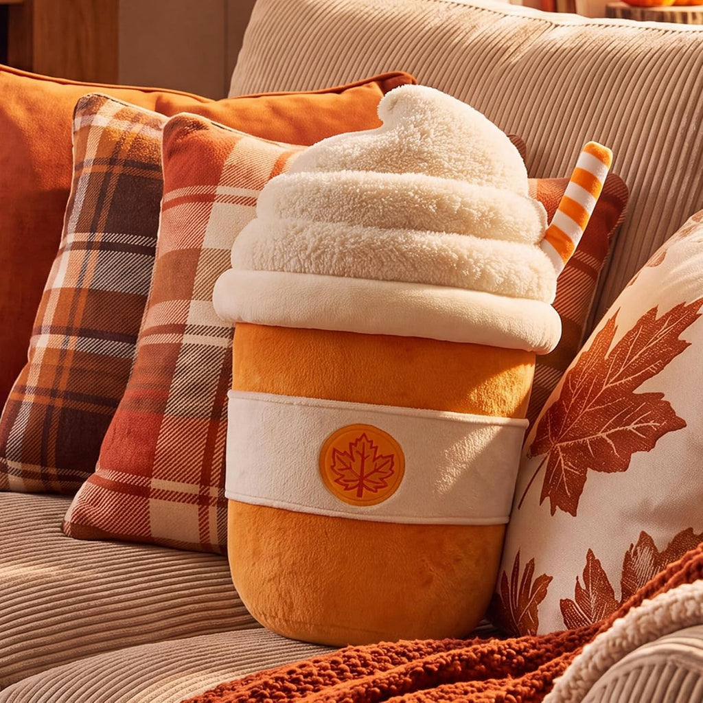RattanView Almohada de felpa de taza de café de calabaza de 15.75 pulgadas