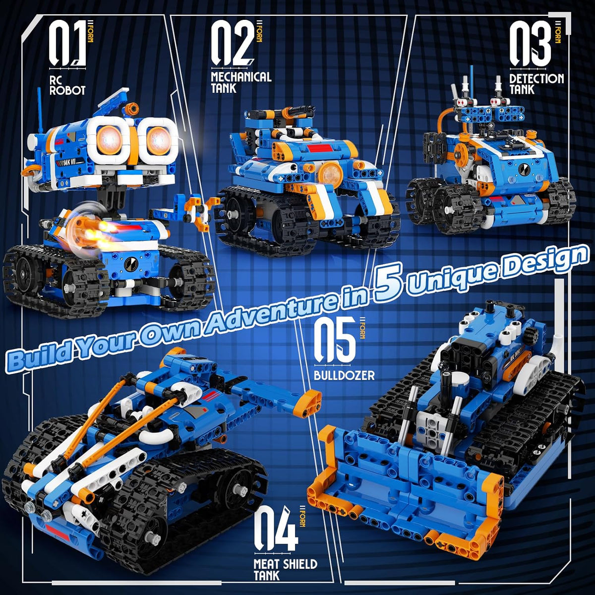 Kit de Construcción de Robot STEM 5 en 1, 560 PIEZAS APP/Control Remoto Robótica Mech RC para Niños de 8-12 Años, Kit de Ciencia Set de Juguetes de Robots de Codificación, Regalos de Cumpleaños