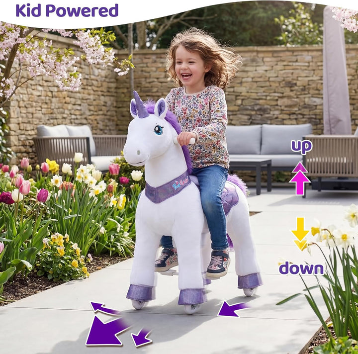 PonyCycle Unicornio de Montar para Niños de 4-7 años con Freno, Reg...