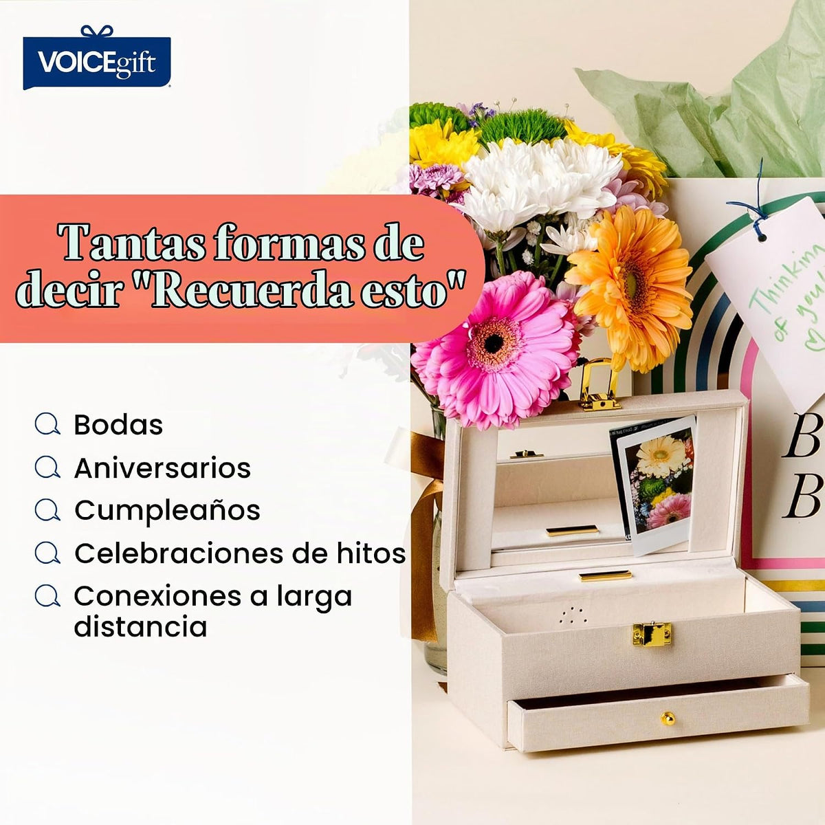 Caja de memoria, caja de memoria grabable con módulo de grabadora de voz extraíble, caja de recuerdo decorativa para fotos y joyas, graba y vuelve a grabar mensajes personales de 60 segundos
