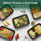 Glotoch Contenedores de preparación de comidas de 32 onzas, paquete de 50 (100 piezas) con tapas, recipientes de plástico para almacenamiento de alimentos reutilizables, cajas Bento para control de