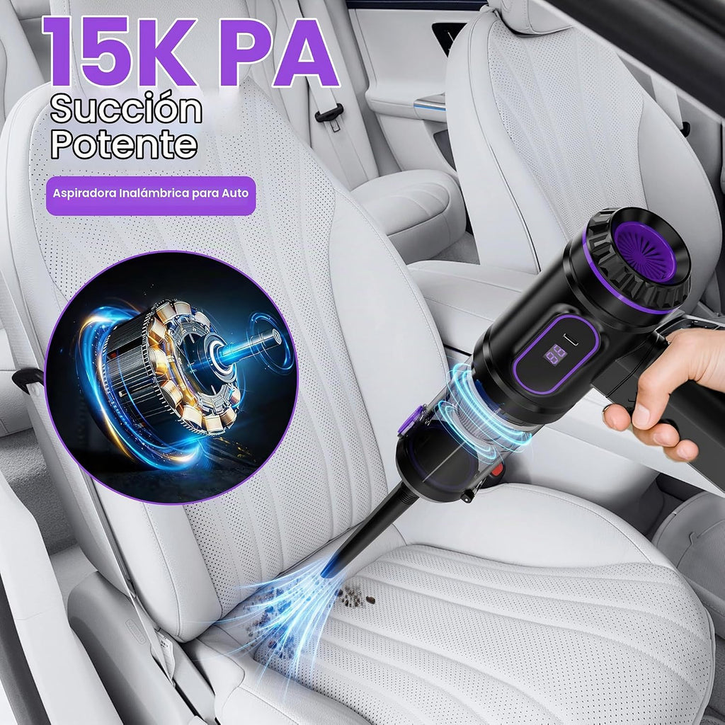 Mini aspiradora de mano para coche, 15000PA, 2 en 1