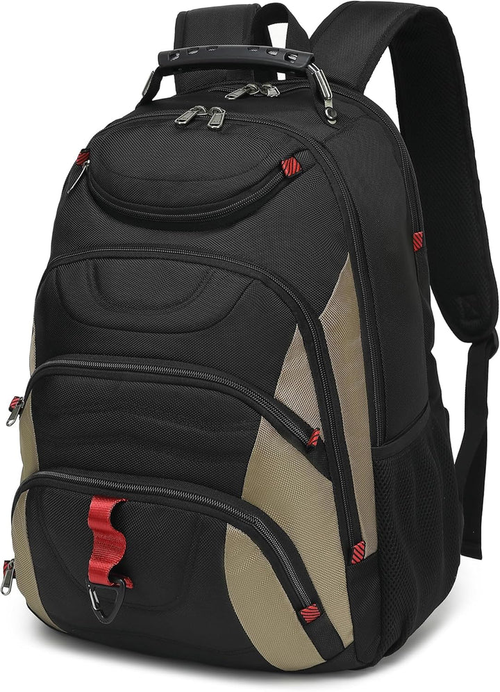 Mochila para laptop Boavan para hombre (Negro, 15.6), Negro y caqui...
