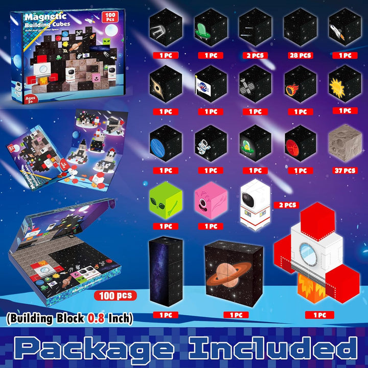 Annexfun Bloques Magnéticos - 100 PCS Bloques de Construcción Magné...