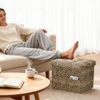 AmasSmile Otomana de Almacenamiento Plegable Reposapiés con Bolsillo Lateral, Banco Reposapiés de Terciopelo de 17 pulgadas, Banco Otomana Corto, Almacén de Reposapiés de Almacenamiento, Cofre de