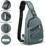 Bolso bandolera con puerto de carga USB, bolsa de hombro casual en el pecho con logotipo y tiradores de cremallera (verde)