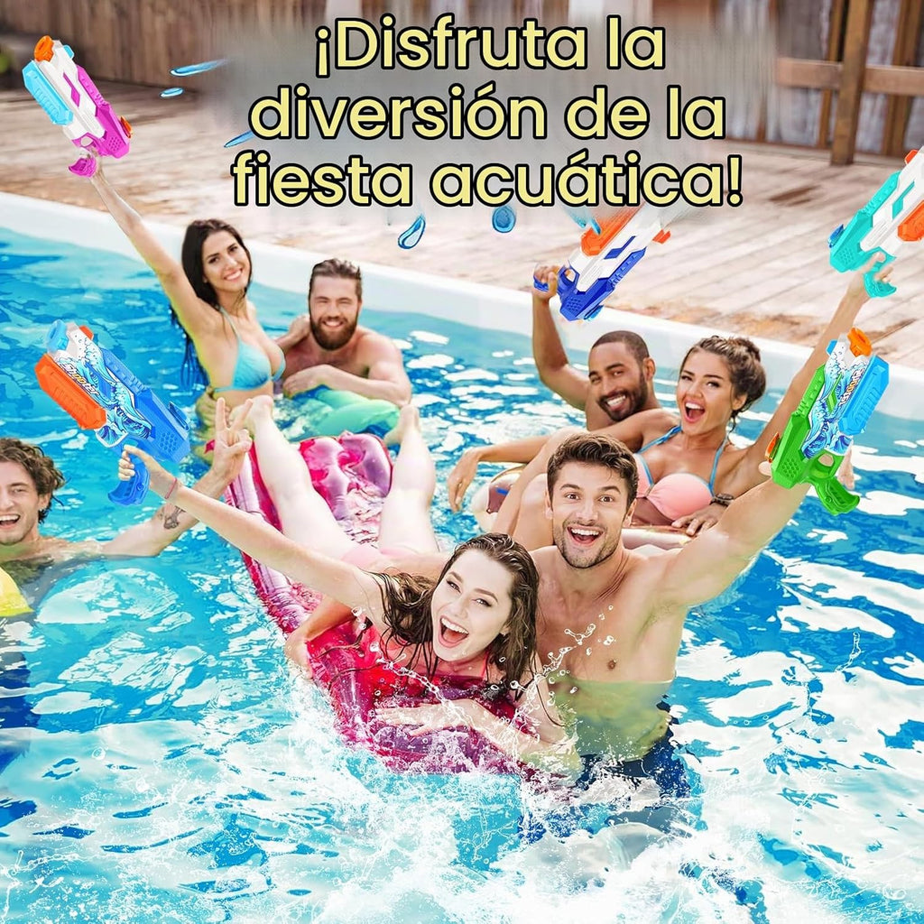 Paquete de 8 pistolas de agua para niños y adultos: pistolas de chorro de 600 cc, súper pistola de agua con largo alcance, alta capacidad para niños y niñas, piscina de verano, playa, al aire libre
