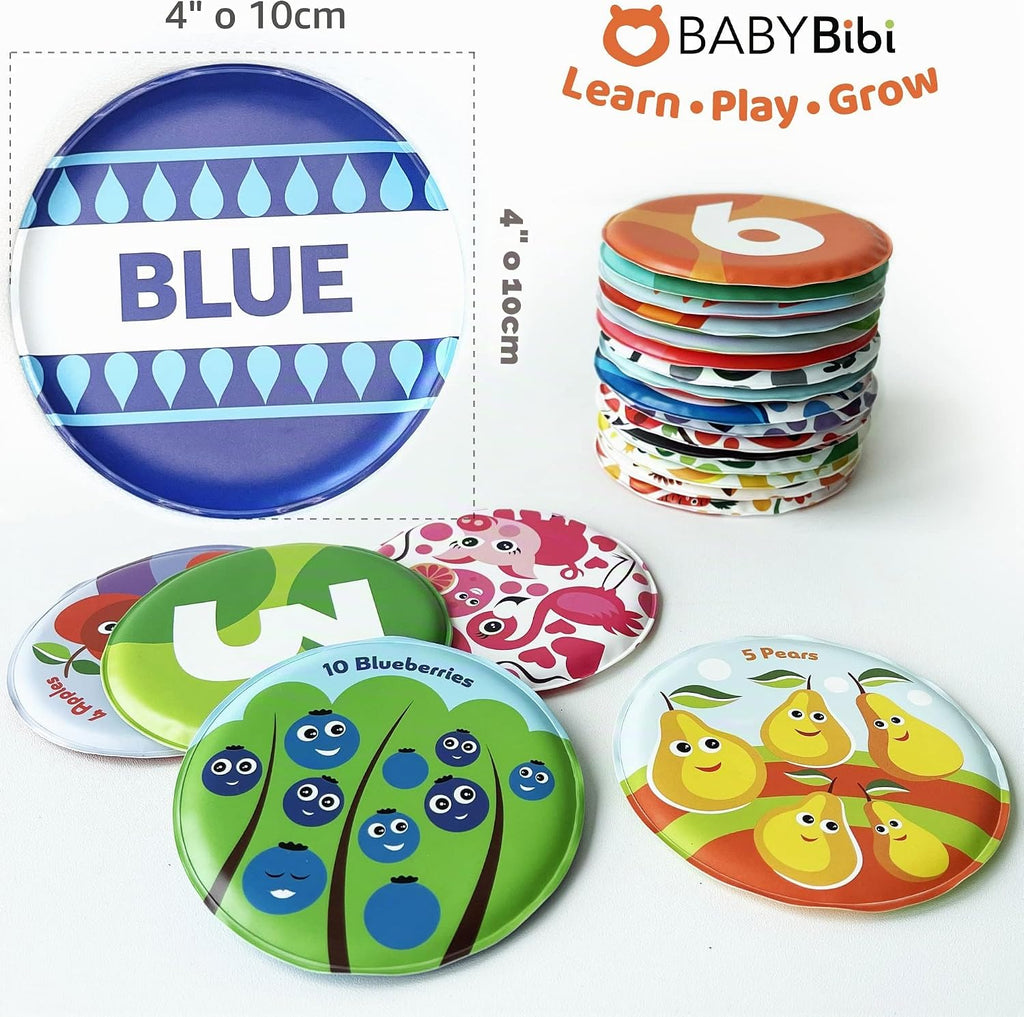 Tarjetas Didácticas Flotantes para Bañera - Aprende Números, Contar y Colores - Juguetes Educativos de Baño para Bebés y Niños Pequeños de 3 Meses o Más (Set de 21)