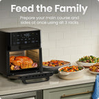 Chefman Freidora de aire 6 en 1, XL de 14 cuartos de galón multifuncional con controles de pantalla táctil, asador, deshidratador de alimentos, horno de convección, funciones para hornear, asar y