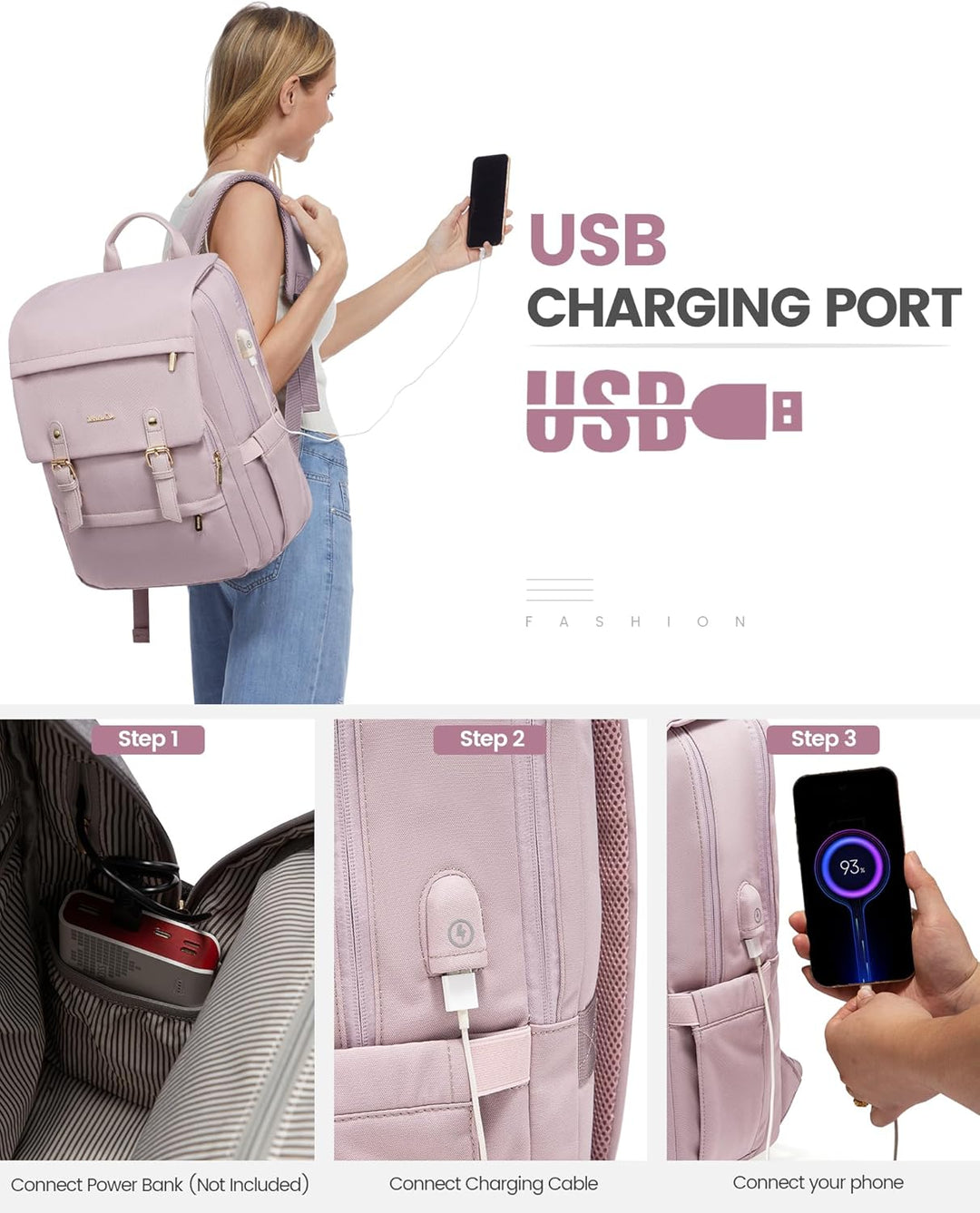 LOVEVOOK Mochila para computadora portátil para mujer, mochila de v...