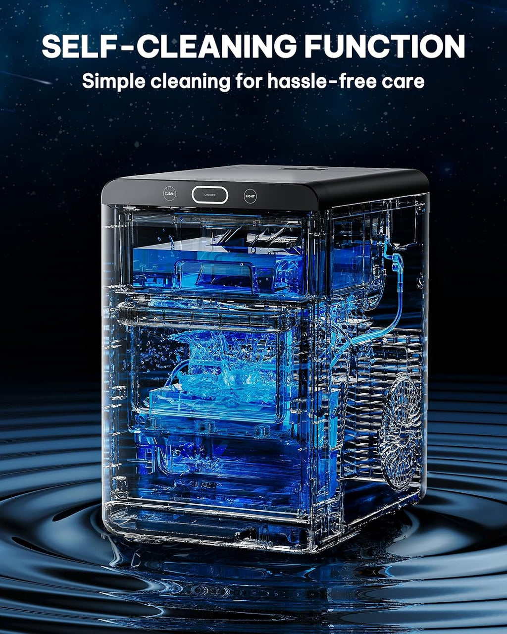 Silonn Nugget Ice Maker - Máquina de hielo triturado/guijarro de 44 libras/24 horas, tanque de agua frontal extraíble y cesta extraíble, acabado de acero inoxidable para cocina del hogar