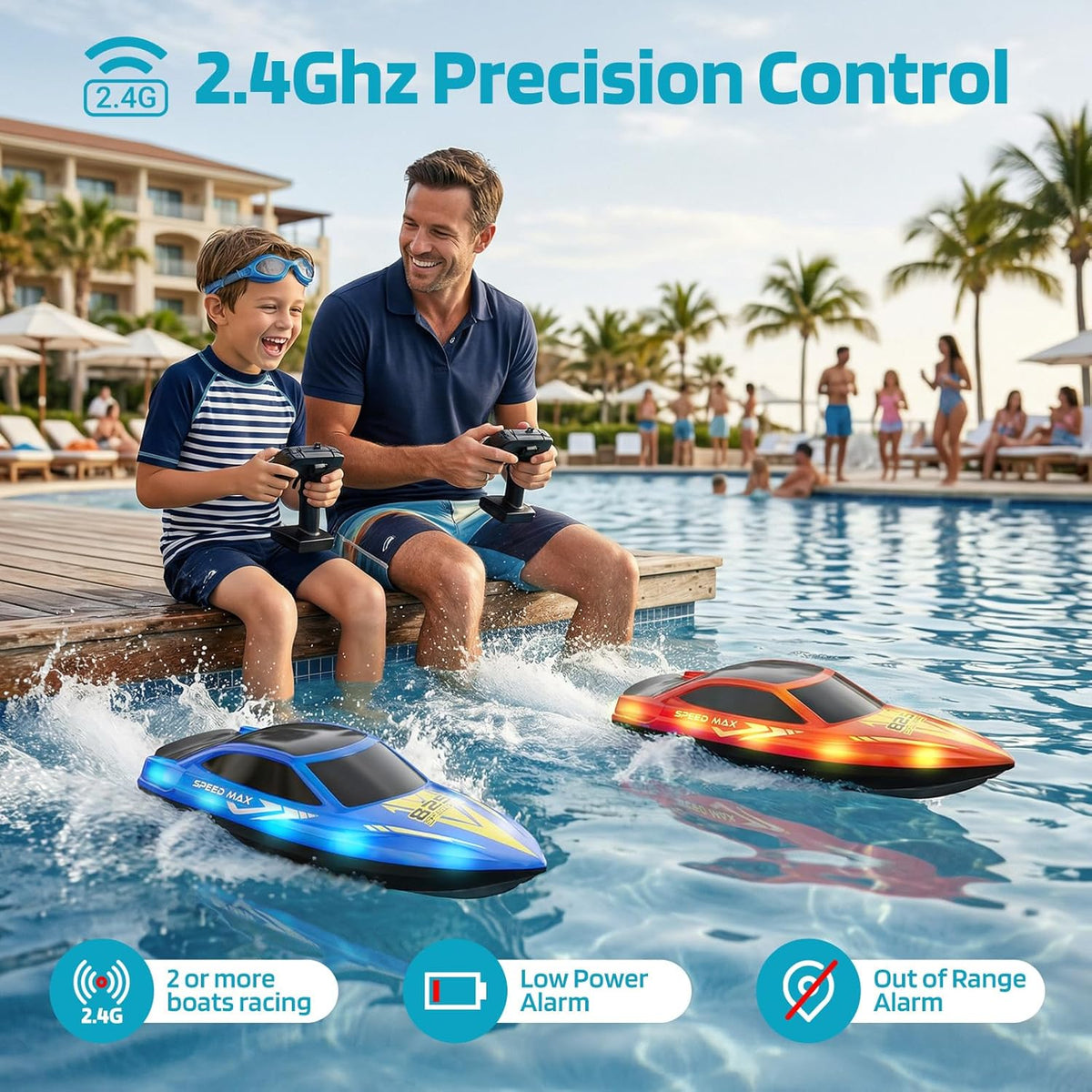 CAPTAER Barco a control remoto para niños, barco RC para piscina, l...