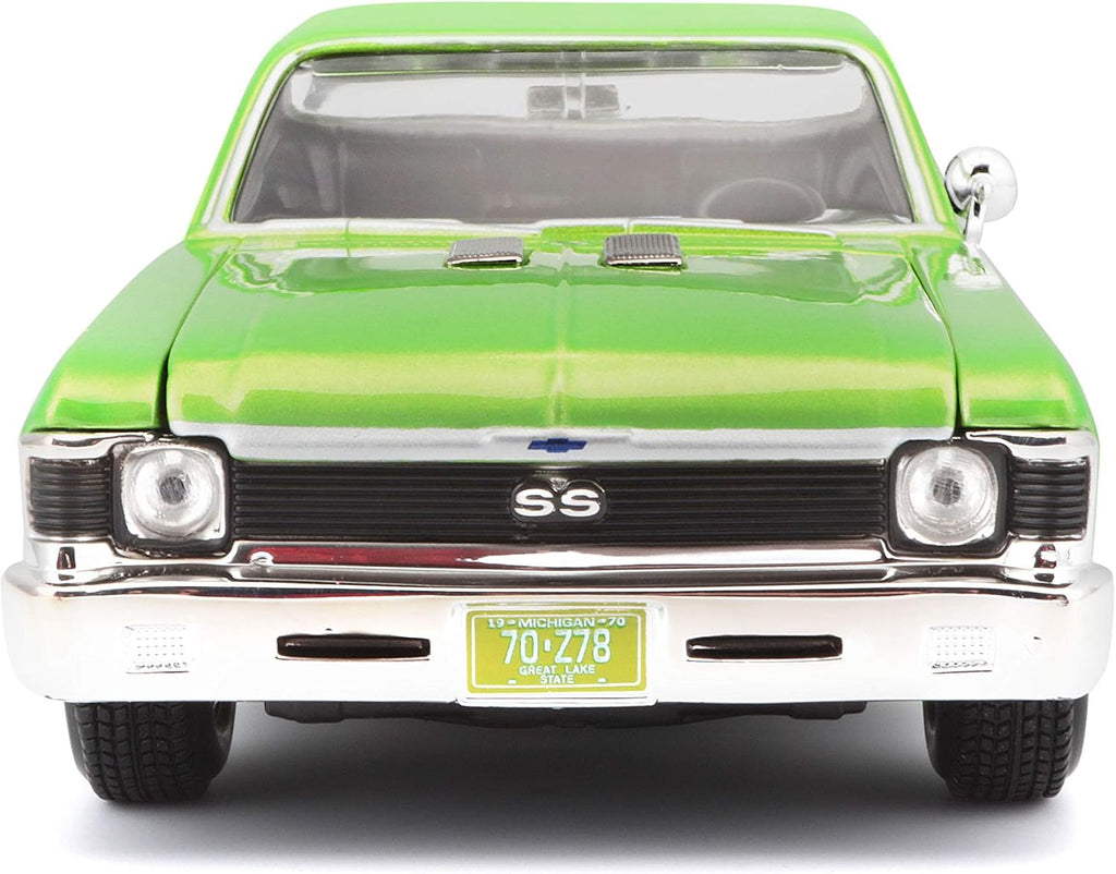 Maisto 1:24 Escala 1970 Chevrolet Nova SS Vehículo fundido a presión (los colores pueden variar), verde