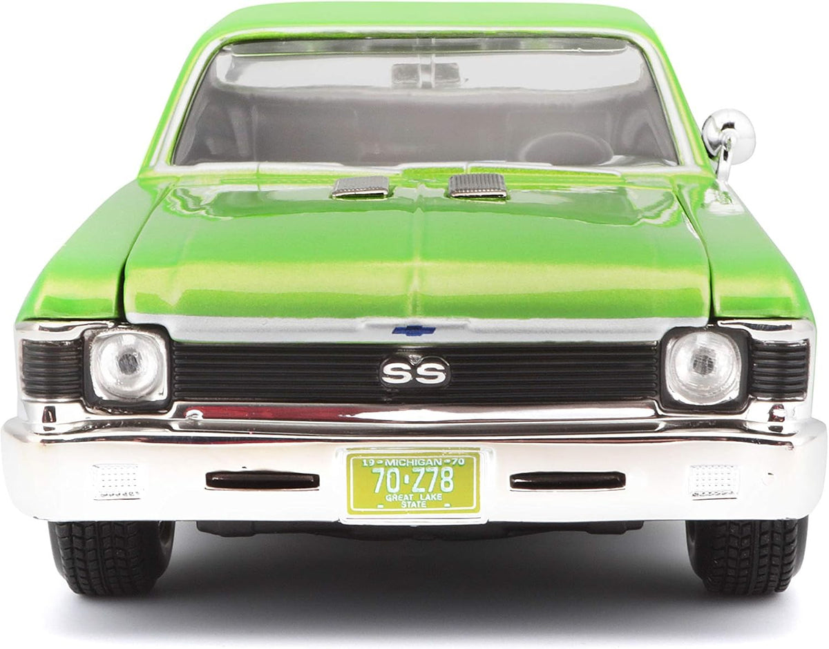 Maisto 1:24 Escala 1970 Chevrolet Nova SS Vehículo fundido a presión (los colores pueden variar), verde