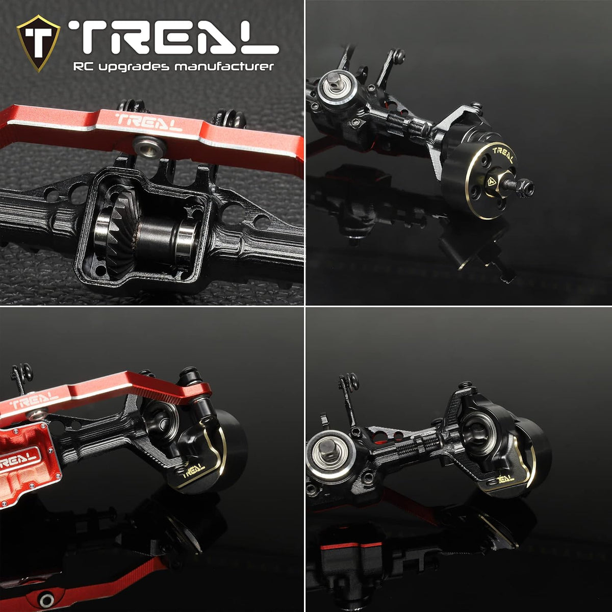TREAL TRX4M Ejes Portal Delantero Kit Completo CVD Eje Aluminio 7075 Carcasa de eje mecanizado CNC para 1/18 TRX-4M (negro)