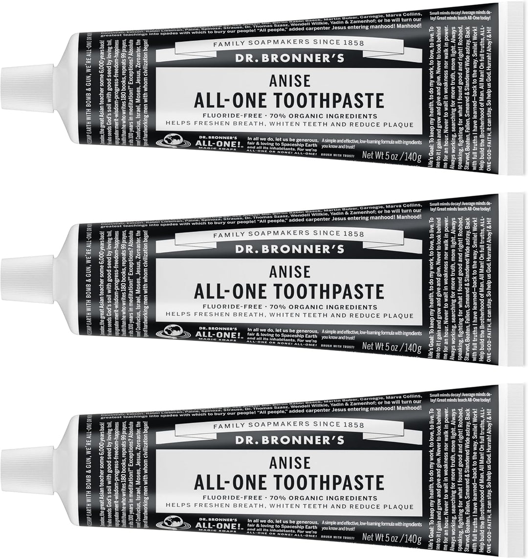 Dr. Bronner's Pasta de dientes All-One - Anís, 5 onzas, paquete...