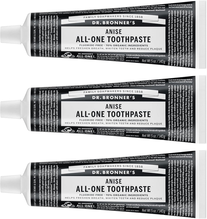 Dr. Bronner's Pasta de dientes All-One - Anís, 5 onzas, paquete...