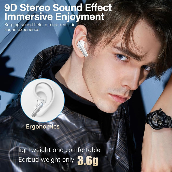 Fhumsh Auriculares inalámbricos, Bluetooth 5.3, estéreo de alta fid...