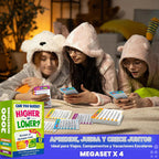 Juegos de mesa de trivia para niños y adultos - Set de 4 cartas Más Alto o Más Bajo