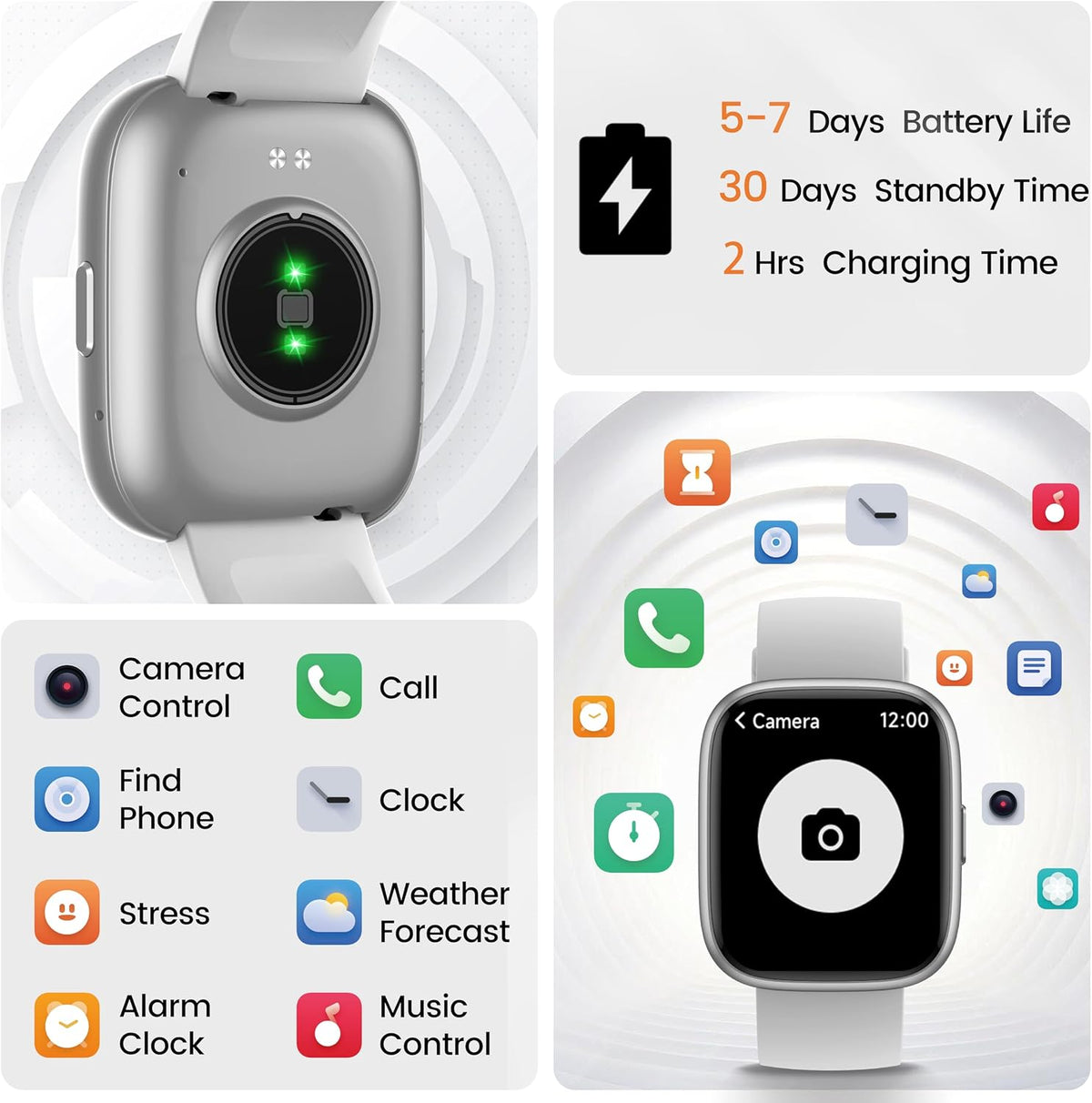 Reloj inteligente con Alexa integrado, rastreador de fitness de llamadas Bluetooth HD de 1.83 pulgadas